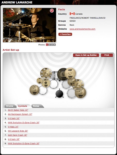 Andrew Lamarche Sabian Artist Page